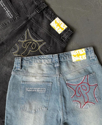 FURMO - Baggy “P-Logo” Denim Jeans